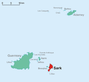 Map of Sark within the Bailiwick