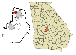 Location in Houston County and the state of Georgia