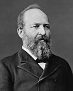 Black-and-white photographic portrait of James A. Garfield