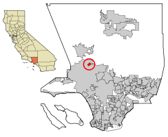 Location of San Fernando in Los Angeles County, California