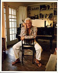 Leonard Bernstein in his studio at his home, Fairfield, CT 1988