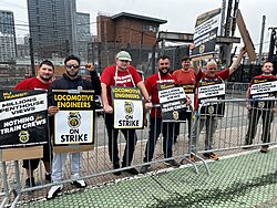 Locomotive Engineers Picketing at Hoboken Station