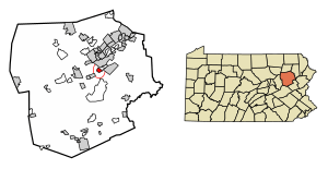 Location of Ashley in Luzerne County, Pennsylvania.