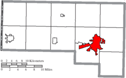 Location of Defiance in Defiance County