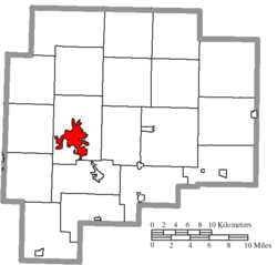 Location of Cambridge in Guernsey County