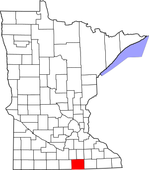 Map of Minnesota highlighting Freeborn County