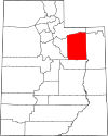 State map highlighting Duchesne County