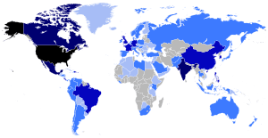 Map of the American Diaspora in the World