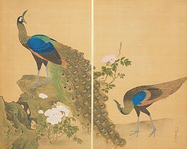 Maruyama Okyo - Peony and Peacocks - 1781