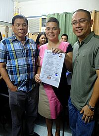 Mayor Rodrigo Duterte with his daughter Sara Duterte during COC filing 2015