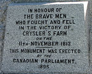 Memorial, Battle of Crysler's Farm, engraving