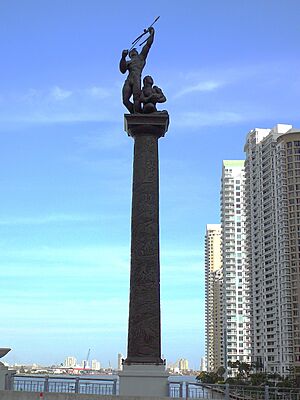 Miami River Brickell Avenue Bridge statue