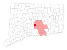 Middlefield's location within Middlesex County and Connecticut