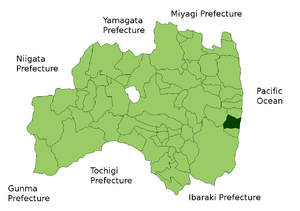 Location of Naraha in Fukushima