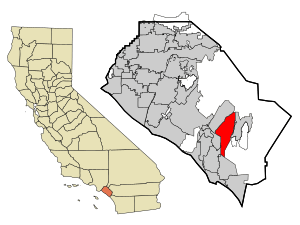 Location of Mission Viejo within Orange County, California.