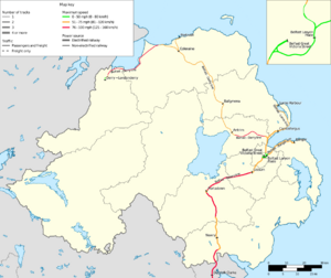 Rail transport infrastructure map - Northern Ireland