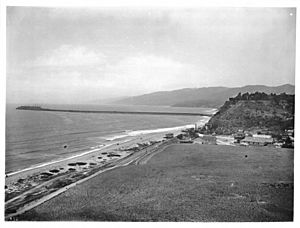 Santa Monica Canyon and Long Wharf of Port of Los Angeles, ca.1900 (CHS-842)