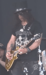 Slash with Airbourne shirt at Sweden Rock Festival 2015