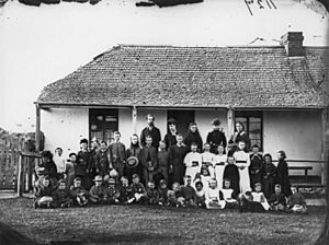 StateLibQld 1 134993 Sunday school class in the old Cleveland Court House, ca. 1871