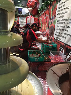 Strawberries dipped in chocolate, Ekka, Brisbane, 2015