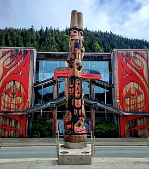 Unique totem pole at the Sealaska Corporation