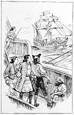 16 The ship came nearer and nearer-Illustration by Paul Hardy for Rogues of the Fiery Cross by Samuel Walkey-Courtesy of British Library