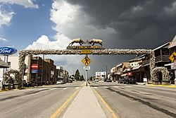 Main Street Afton with antler arch