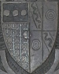 Arms SirMauriceRussell Died1416 DyrhamChurch Gloucestershire