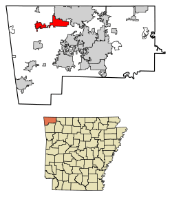 Location of Gravette in Benton County, Arkansas.