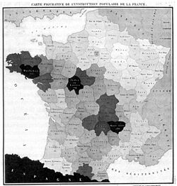 Carte figurative de l'instruction populaire de la France