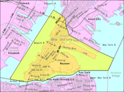 Census Bureau map of Bayonne, New Jersey