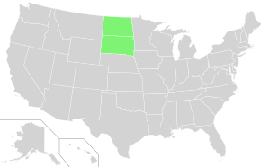 North and South Dakota in light green