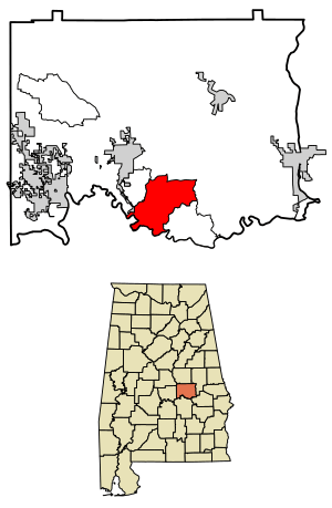 Location of Redland in Elmore County, Alabama.