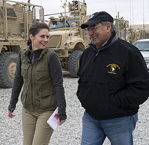 Erin Burnett interviewing Leon Panetta in Afghanistan Dec 13, 2012 crop