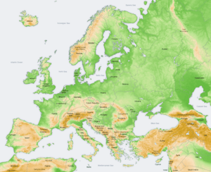 Europe topography map en