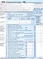 picture of a 1040 Federal tax form with blue and white shading