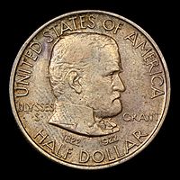 Silver half dollar with Grant's portrait