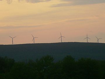 Wind turbines on High Knob in the Moosic Mountains