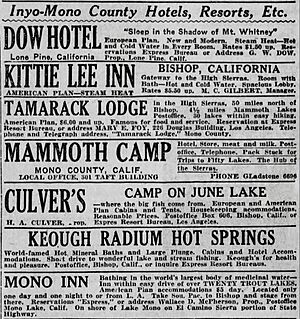 Inyo-Mono County Resorts, Hotels, Etc. (1926)