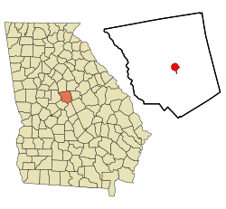 Location in Jones County and the state of Georgia