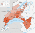 Karte Kanton Waadt Bezirke 2010