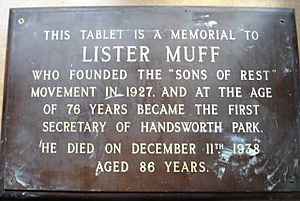 Lister Muff plaque - Handsworth Park, Birmingham, England