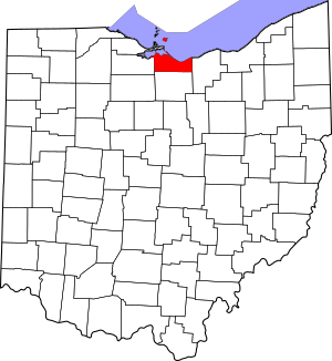 Map of Ohio highlighting Erie County