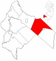Upper Pittsgrove Township highlighted in Salem County. Inset map: Salem County highlighted in the State of New Jersey.