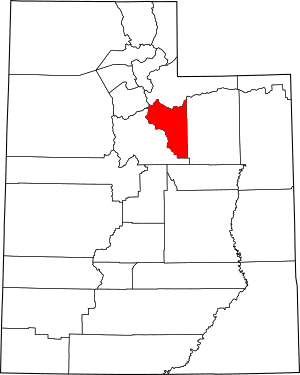 Map of Utah highlighting Wasatch County