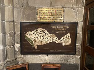 Map of medieval parish and Daughter Churches - St Margaret's Church, Leicester