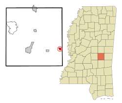 Location of Chunky, Mississippi