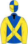 Royal blue, yellow sleeves and cross-belts, quartered cap
