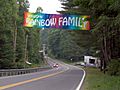Rainbow Gathering welcome road sign