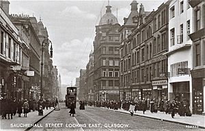 Sauchiehall Street, Glasgow, around 1914 looking east. The Willow Tearoom is shown on the right